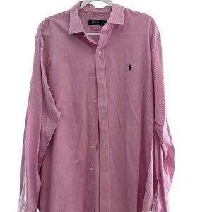 Ralph Lauren pink&white stripe‎ button down shirt men’s Size XXL